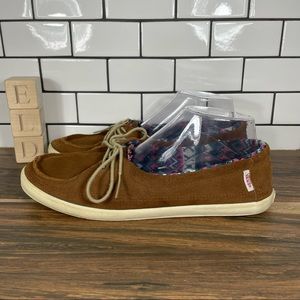 Vans Off The Wall Rata Lo Women's Size 9.5 Shoes Brown Suede 2 Eye Loafers